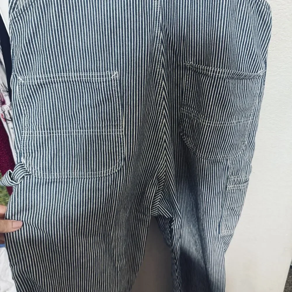 VTG Sears Railroad Striped Overalls weartuff Denim Union Made Mens 34 carpenter